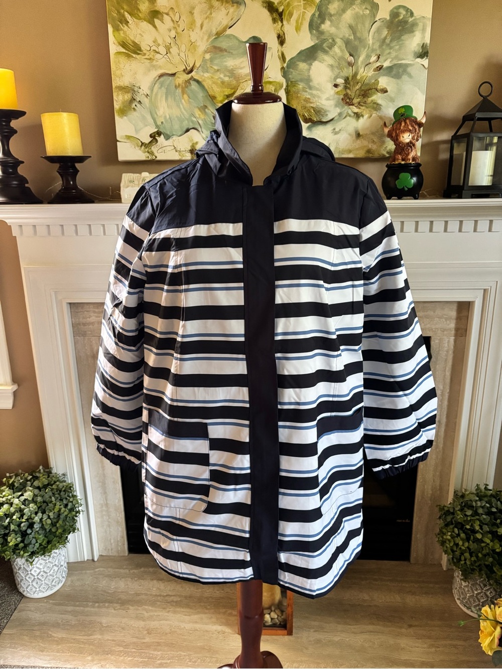 *NEW* Chico’s Striped Rain Jacket Outerwear - Multi-Color - Size 20/22